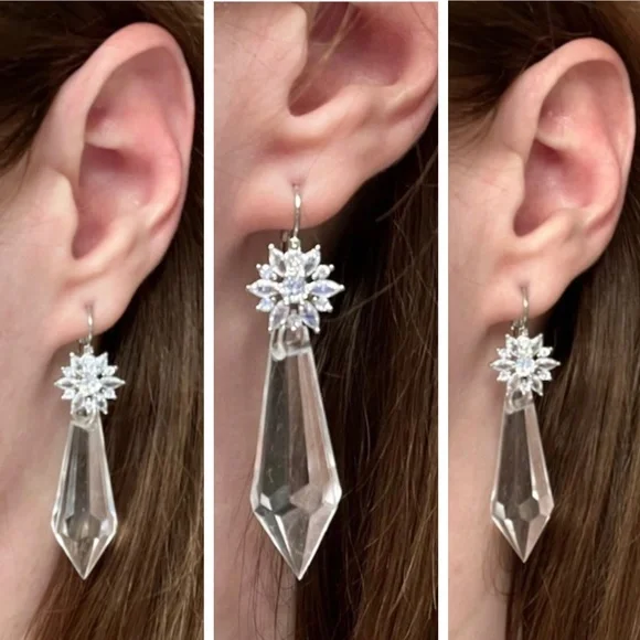 Nosferatu Ellen’s Pendulum Earrings Handmade Replicas Flower Hoops + Crystals - Picture 3 of 14